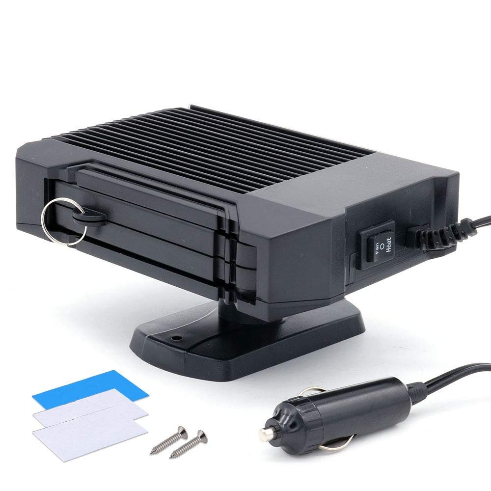 NUZAMAS Portable 12V 150W Car Heater with Handle, 2in1 Heater and Fan Operation, Winter Car Defroster Demister, Air Blower, Rotatable Holder