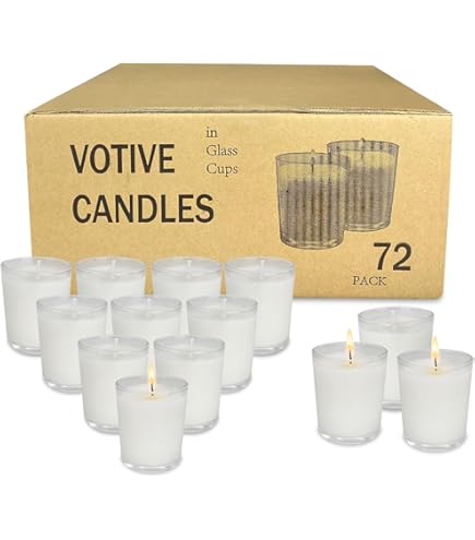 Amazon.com: Set of 72 White Votive Candles Clear Glass Filled