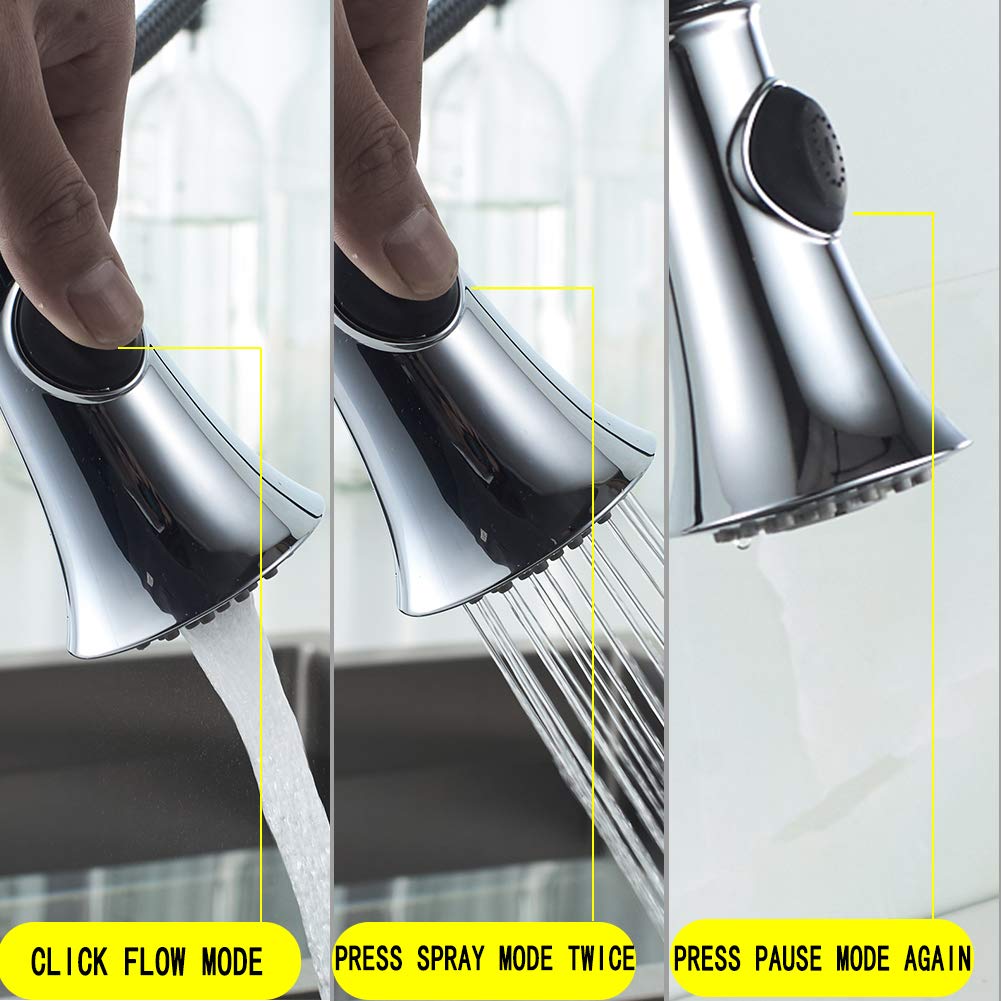 Schwarz Wasserhahn Küche,Momali Küchenarmatur 360°Drehbar Küchenarmatur Einhebel Spültischarmatur für Spüle 3 Funktion,Messing