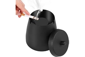 Hargtar Outdoor Ashtrays for Patio with Lid, Ash Trays with Covers, Ashtray Odorless, Ash Tray Sets for Cigarettes Outdoor, O