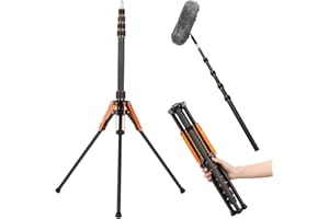 K&F CONCEPT Carbon Fiber Light Stand 196cm / 77" Adjustable Photography Light Stand, Portable 770g Compact Tripod Stand, Deta