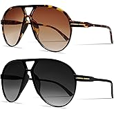 GUVIVI Retro Aviator Sunglasses for Women Men Oversized Classic 70s Vintage Trendy Tangle Free Square Aviators Sun Glasses