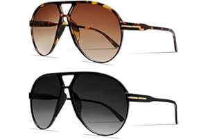 GUVIVI Retro Aviator Sunglasses for Women Men Oversized Classic 70s Vintage Trendy Tangle Free Square Aviators Sun Glasses