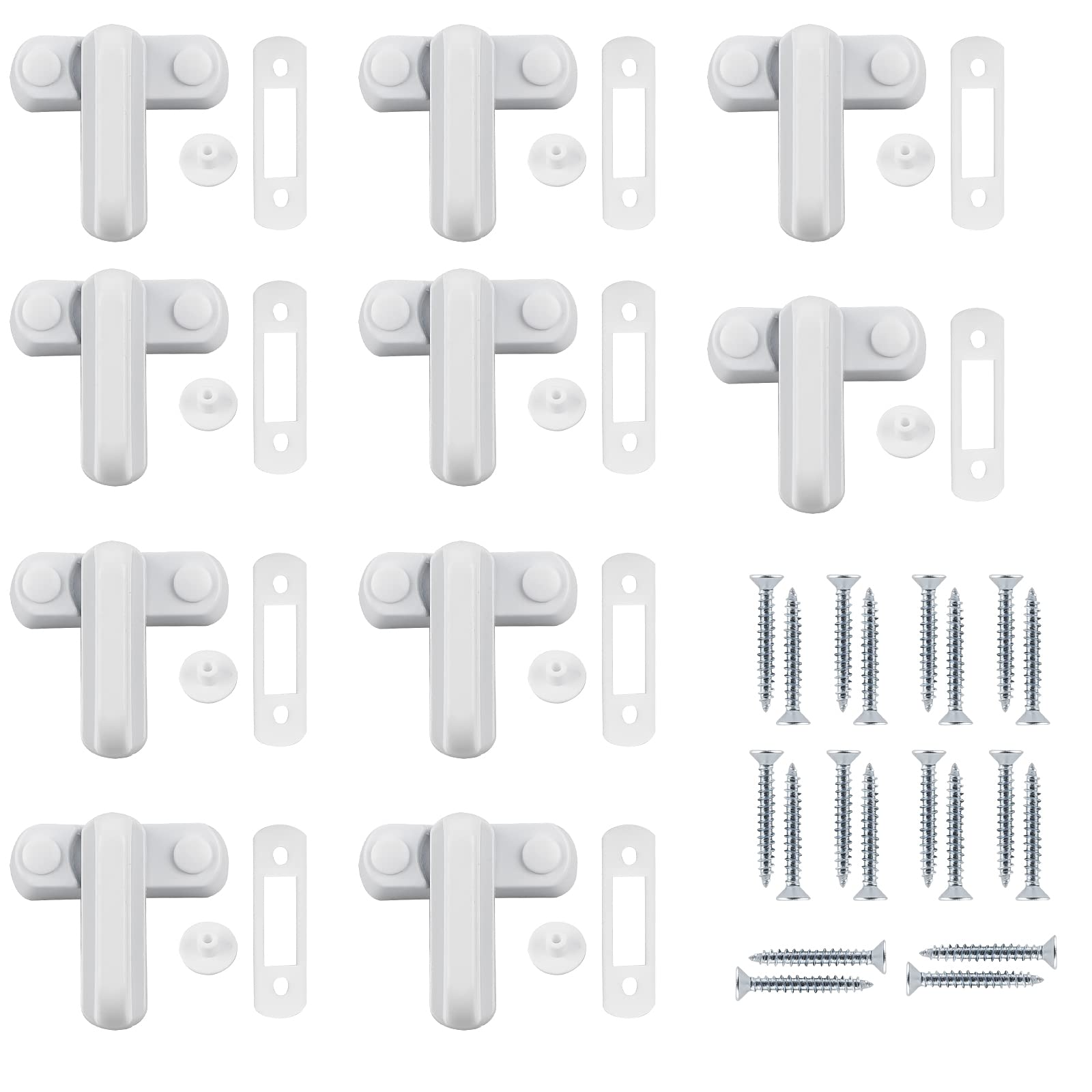 Window Locks Made of ABS with 20 x Screws, Sash Blocker Window for Child Safety, Family Safety, White Pack of 10