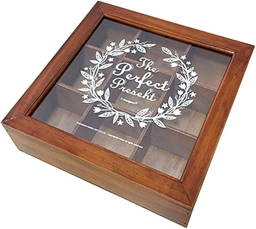 Chinashow - Caja de Almacenamiento para té de Madera con Tapa de Cristal: Amazon.es: Hogar