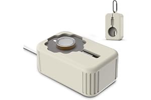 FIOPAZ for Oura Ring Gen 4 Travel Charger Protector Case, Soft Silicone Oura Ring 4 Charger Cover, Drop/Dust/Ageing Resistant for Oura Ring Gen4 Charger Organizer Travel Case with Keychain, Off-White