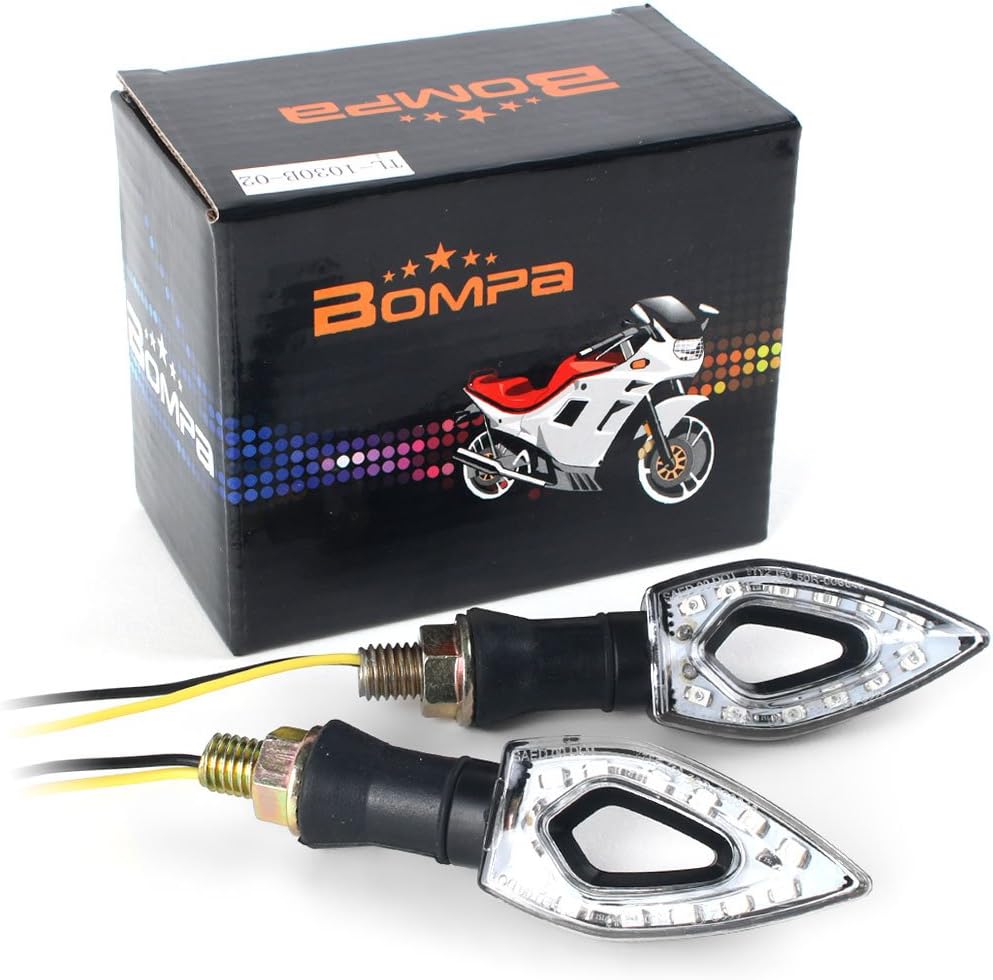 BOMPA 2pc Motorcycle LED Turn Signal Indicator Blinker Light 12V Amber Yellow Lamp Unique Design Universal Turn Signals fit Honda Yamaha Harley Suzuki Kawasaki