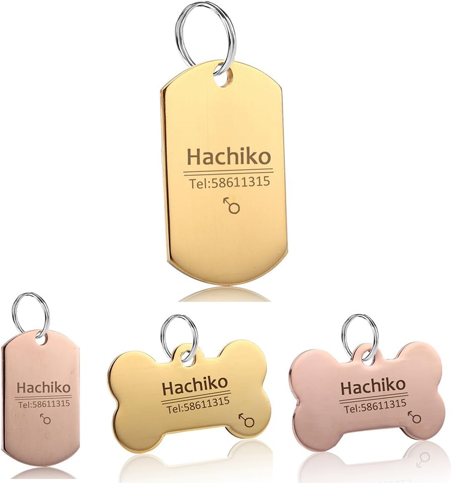 YVYOO Custom for Dog Collar Stainless Steel Dog cat tag Free Engraved Pet Dog Collar Accessories ID tag Name Telephone Personalized Dogtags