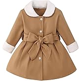 VQWQPO Toddler Baby Girl Clothes Jacket Coat Long Sleeve Solid Color Buttons Dress Coat Fall Winter Outfit