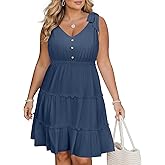 Women Plus Size Summer Dresses - Casual Beach Sun Graduation Vacation Sleeveless Short Sundress
