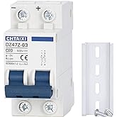 Chtaixi DC Miniature Circuit Breaker, 2 Pole 500V 20 Amp | DIN Rail Mount Isolator for Solar PV System, Thermal Magnetic Trip DC Disconnect Switch C20