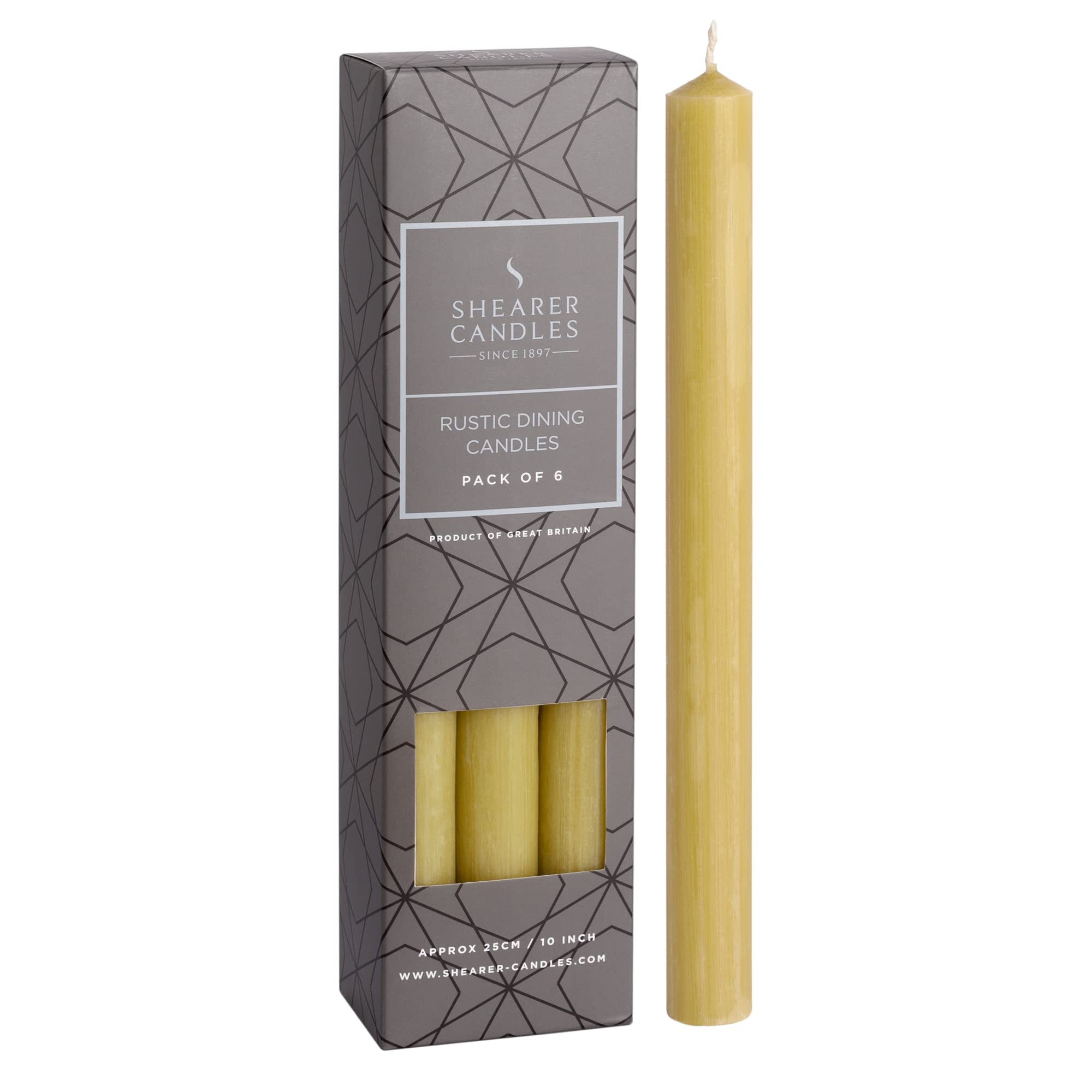 Shearer Candles Olive - Dinner Candles - 10 inch - Unscented Dinner Candles - 11 Hour Burn Time - 6 Pack