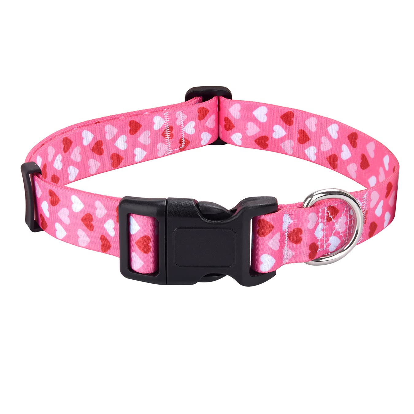 Mihqy Valentine's Day Dog Collar - Adjustable Heart Dog Collar - Love Theme - Perfect for Small Medium Large Dogs (Heart,L)