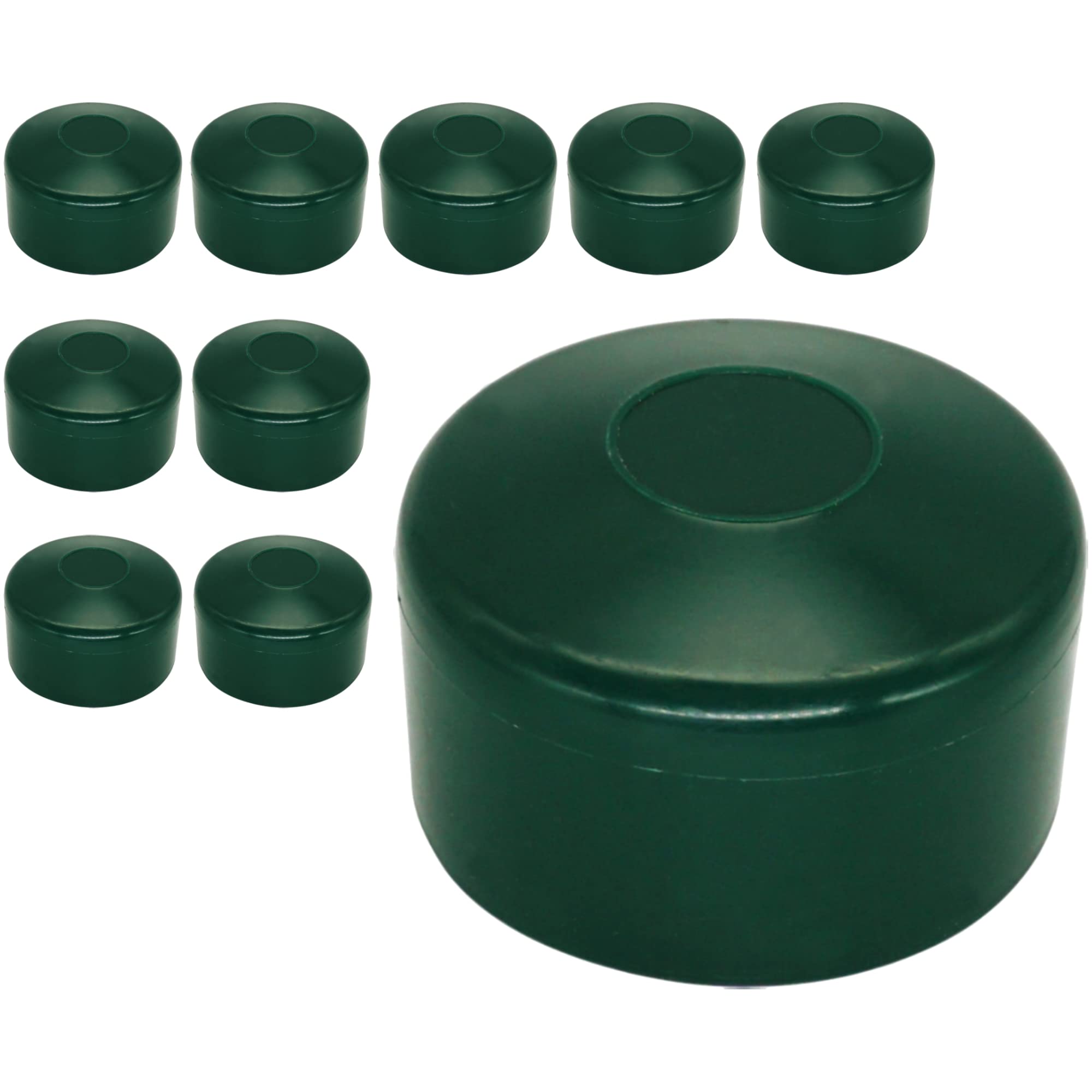 SKIR'CO (10 pcs) Fence Post Caps, Round 60 mm Green Plastic Caps for Round Fence Posts, Fence Post Covers, Moss Green RAL 6005
