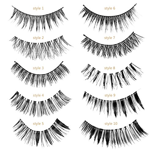 Goldrose 10 Different Styles 20 Pairs Black Long Thick Most Natural Looking Reusable Charming Cross Makeup False Eyelashes Fake Eye Lash Extension Handmade Soft