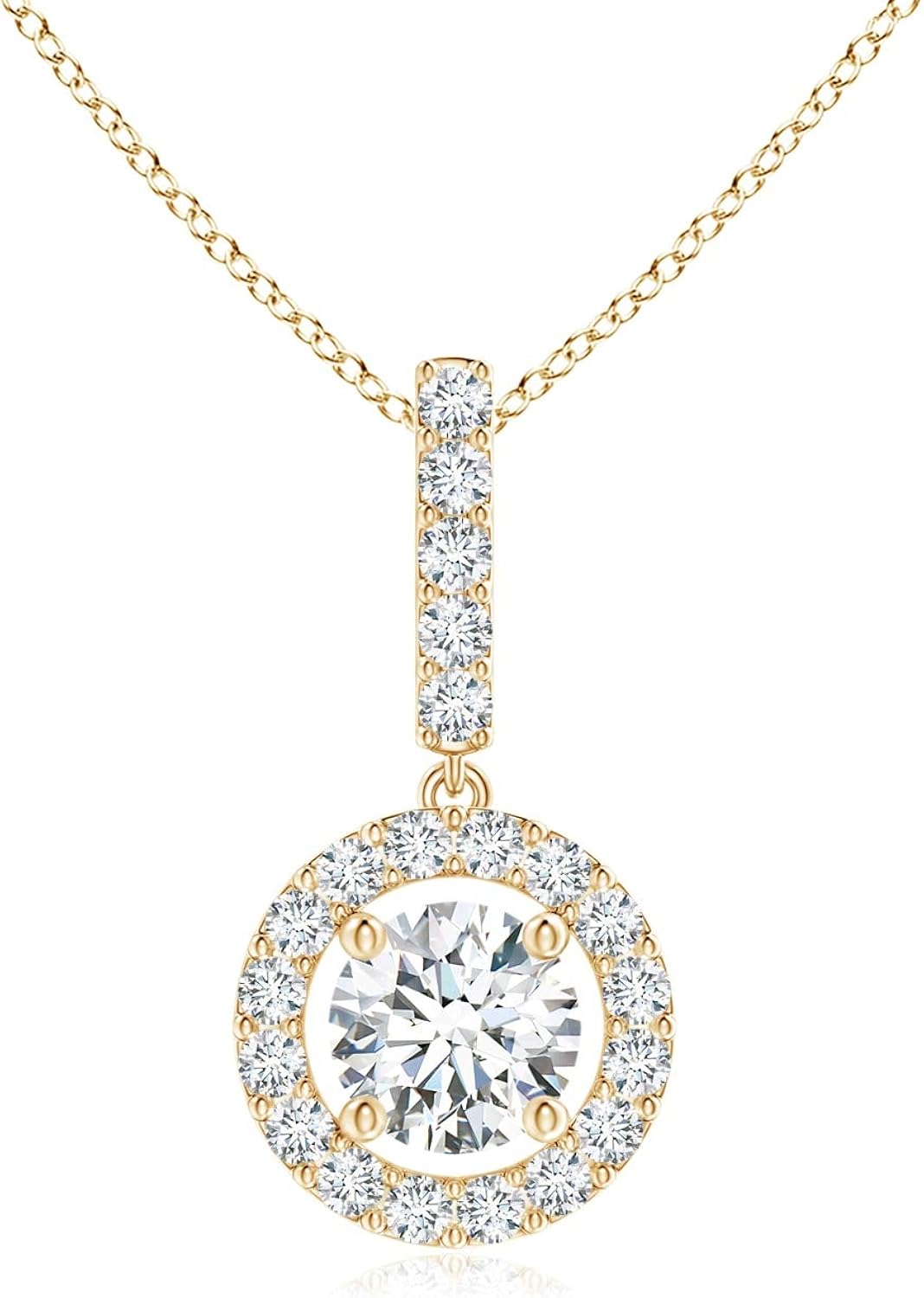 Round Diamond Floating Halo Pendant in 14K Yellow Gold (4.3mm Diamond