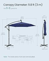 SONGMICS Cantilever Garden Parasol Umbrella with Base 3m Navy Blue view 6
