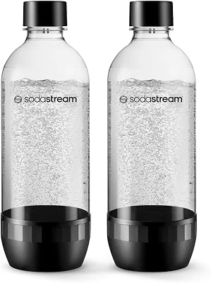 Classic – 2x botellas de plástico 1L para gasificar agua, negro