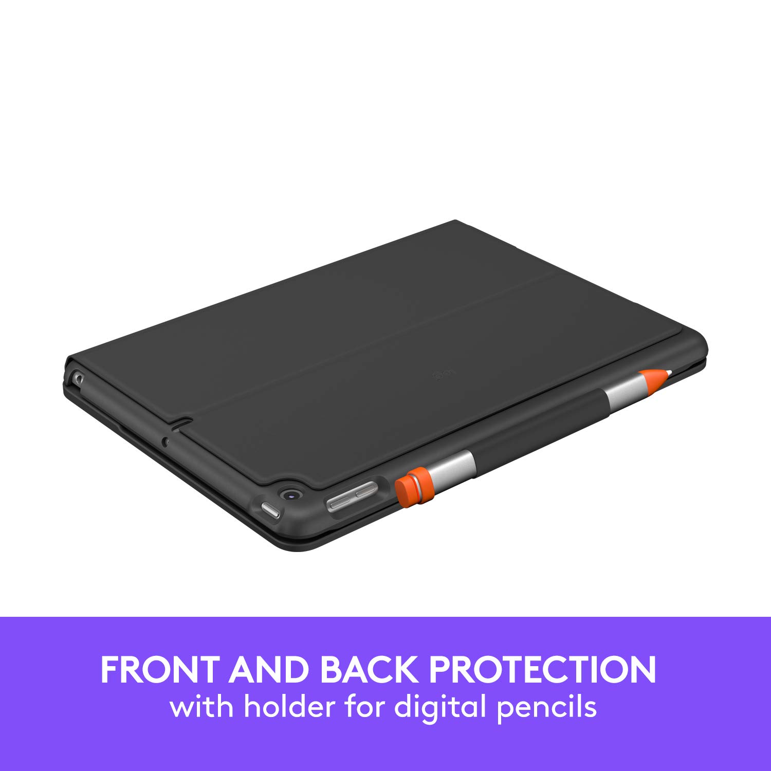 Logitech IPad (7th, 8th and 9th Generation) Keyboard Case Slim Folio with Integrated Wireless Keyboard (Graphite)
