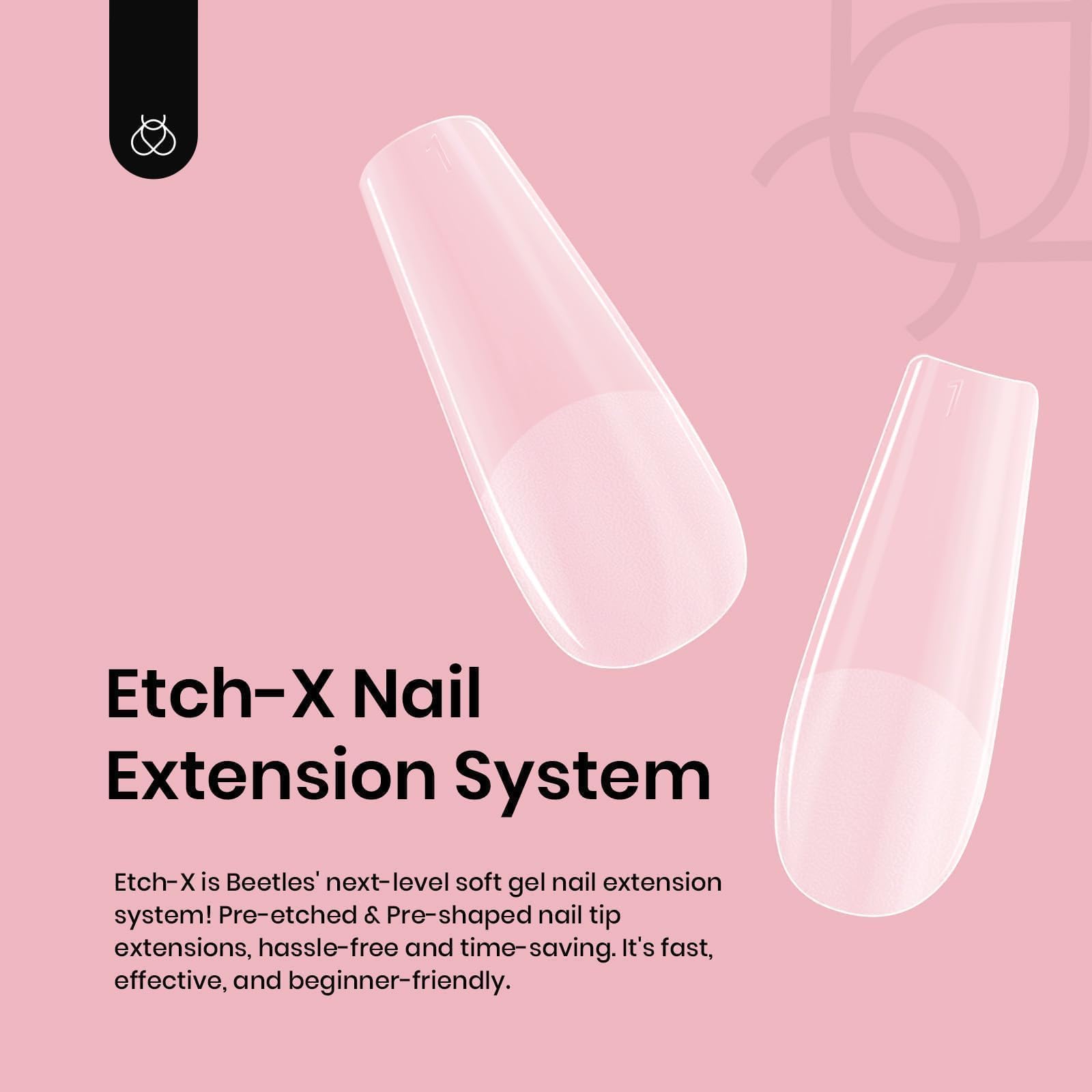 Beetles Gel Nail Tips Medium Coffin Etch X Nail Tips, 12 Sizes 288Pcs Pre Shaped Half Matte Press On Nails Full Cover False Nails for Pastel Spring Nails Acrylic Fake Nails Nail Extensions Kit - Image 5