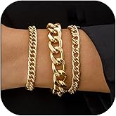 Uunuuo Chunky Gold Bracelet Gold Bracelet Stack Layered Chunky Large Paperclip Chain Bracelets Statement Jewelry Gifts Trendy Stuff