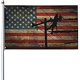 American USA Flag Lineman Powerline Technician Flag 3x5 ft Garden Banner Indoor Outdoor Perfect Decoration