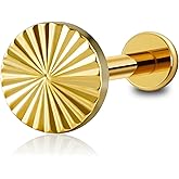 FINE4U 1PC Threadless Flat Back Stud 18G 6mm 8mm - ASTM F136 Titanium Cartilage Piercing Jewelry Stud for Helix, Tragus, Conch