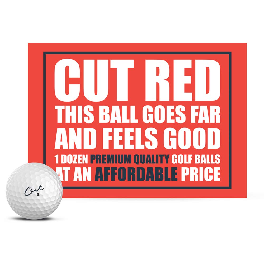 Cut Red Golf Balls - Premium, Soft Core Golf Ball - Offers Decreased Ball Spin & Improved Golf Shot Accuracy and Control - 2 Piece Construction (One Dozen)
