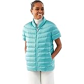 Martha Stewart Women’s Quilted Down Puffer Vest, Lightweight Short Sleeve Jacket with Pockets, Warm Winter Coat