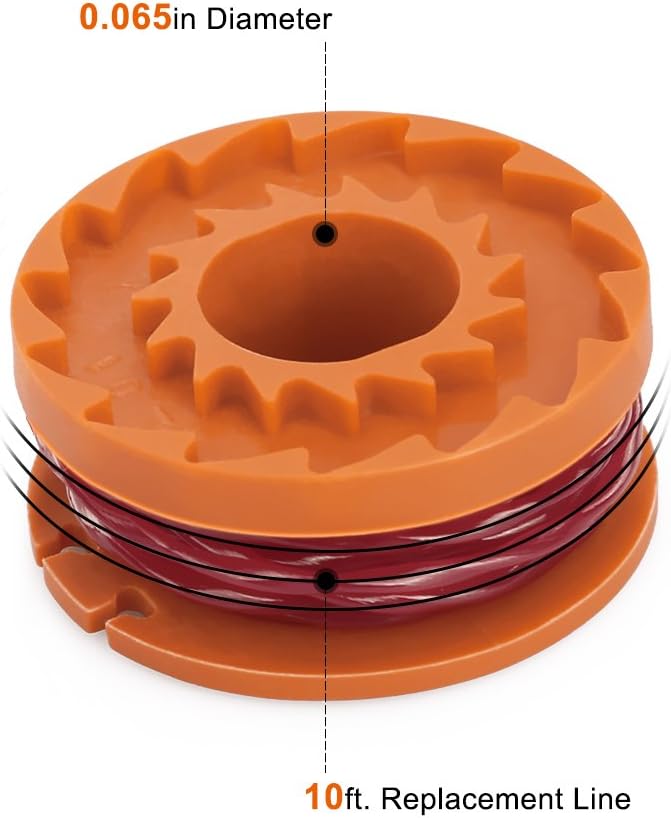 Eventronic Replacement 10ft Grass Trimmer Line Spool, Compatible with Worx String Trimmers (12-Line spools+1 Cap) : Garden & Outdoor