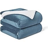 Walensee Sherpa Fleece Blanket (Queen Size 90”x90” Slate Blue) Plush Throw Fuzzy Super Soft Reversible Microfiber Flannel Blankets for Couch, Bed, Sofa Ultra Luxurious Warm and Cozy for All Seasons