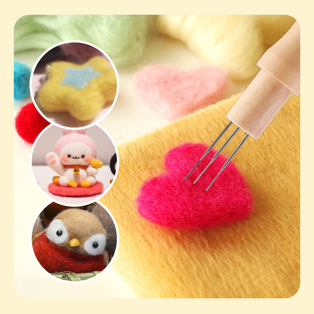 WONVOC Needle Felting Pad, Felting Kit, Needle Felting Mat and Felting Needles with Wooden Handle Holder,Needles Felting Tools for Wool Craft Project