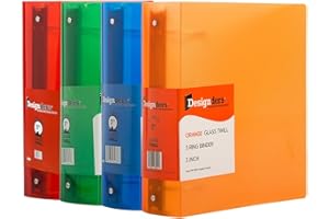 JAM PAPER Plastic 3 inch Binders - Assorted 3 Ring Binders (Red, Blue, Green & Orange) - 4/Pack