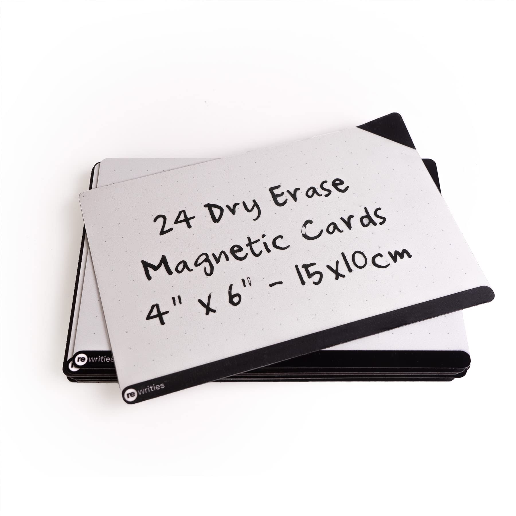 Rewrities Notes - 24 Dry Erase Magnetic Cards 10 x 15 cm - Reusable Notes for Whiteboard, Tasks, Planning, Projects, Organization - Black