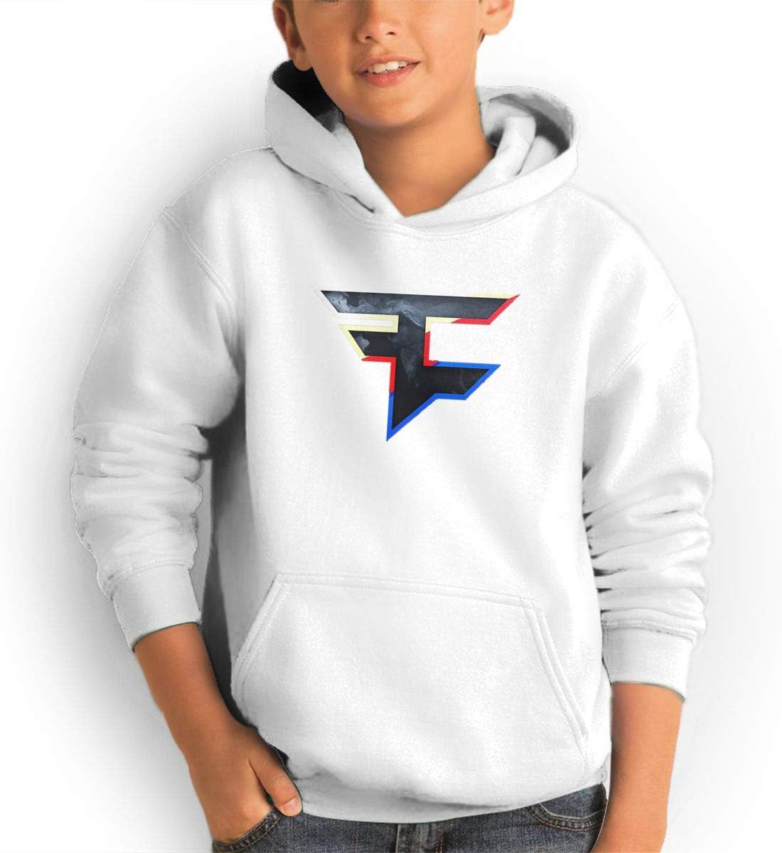 SevenGoGo Teens Faze Clan Logo Sweater Print Loose Long Sleeve Cotton Hoodie Sweatshirt with Pocket Black