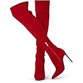 GENSHUO Over the Knee Boots for Women with Heel Suede Thigh High Boots Stretch Sexy Pointed Toe Stiletto Long Boot Shoes
