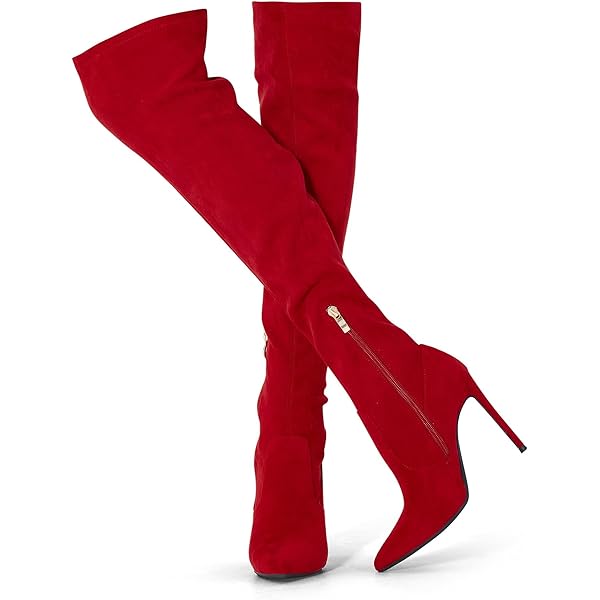 Amazon.com | Over the Knee Boots for Women Stilettos Sexy Belt Buckle Pointed  Toe Zipper Thin High Heel Thigh-high Boots Fall Winter Solid Casual Shoes |  Shoes