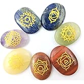 7 Chakra Oval Reiki Set – Natural Healing Crystal Stones for Chakra Balancing, Meditation & Energy Healing – Reiki Charged Gemstone Set for Positive Energy, Spiritual Growth & Home Decor