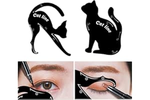 ZKTSRY 2 Pcs Cat Eyeliner Stencils, Matte PVC Material Smoky Eyeshadow Applicators Template Plate, Cat Shape Eye liner & Eye Shadow Guide Template Tool