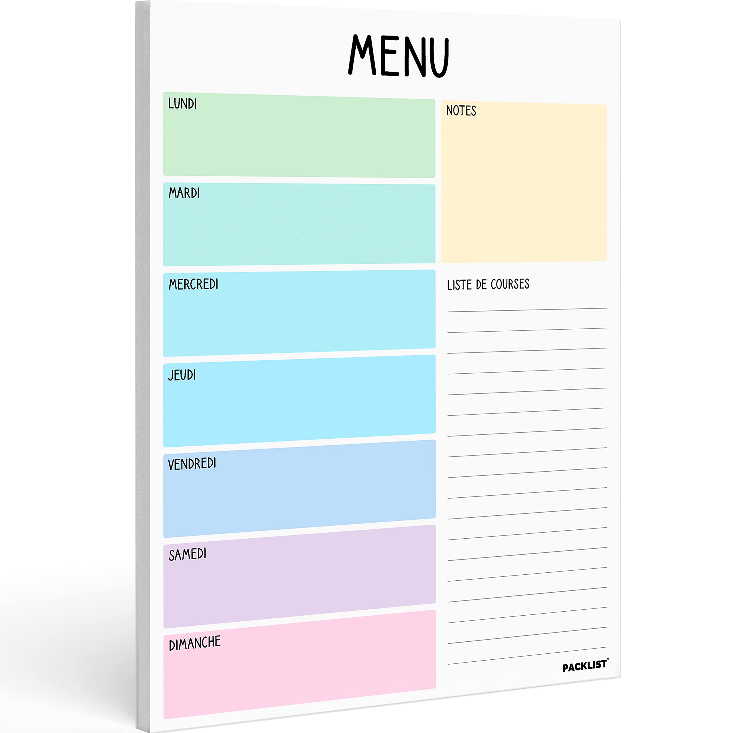 PACKLIST Planificateur de Repas Hebdomadaire et Liste de Courses - Planificateur de Nourriture 52 feuilles pour un Plan de Repas Sain - Bloc de Planification Alimentation Saine