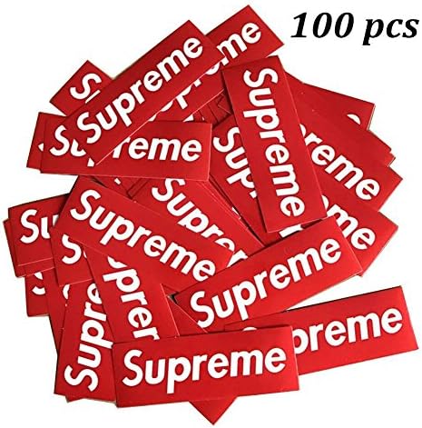 Silence Shopping Supreme Stickers Waterproof and Oil proof Sticker Car Sticker, Skateboard Sticker, Laptop Stickers, Luggage Sticker, Custom Sticker DIY Black or Red ( 100 Pcs ) (Red)