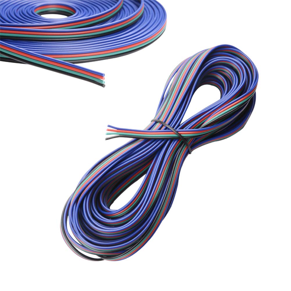 FICBOX 5050 4Pin LED Strip Connector Kit - 32.8FT/10M RGB Extension Cable, Strip to Strip Jumpers, Strip to RGB Controller & Adapter Jumpers, L Shape & Gapless Connectors, LED Strip Fixing Clips