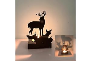 Metal Iron Christmas Deer Candlestick,Elegant Christmas Reindeer Candle Holders,Deer Forest Creative Candle Holder, Attractiv
