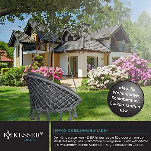 KESSER® Hängesessel mit Kissen - Chill Hängestuhl zum Aufhängen für Erwachsene & Kinder Hängematte bis 150 kg Hängesitz… – Bild 6
