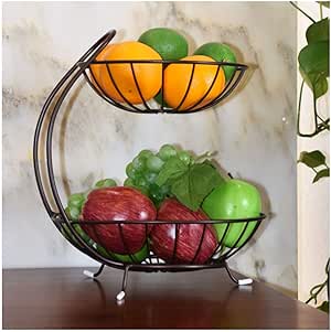 LFLYBCX Canasta De Frutas De Metal De 2 Niveles, Canasta De Encimera