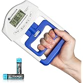 Handexer Digital Grip Strength Tester, 198 lb Hand Dynamometer, Blue | 198 lb Capacity; 0.2 lb Increments; 19 User Profiles; Adjustable Handle; LCD Display; For Sport and Rehab