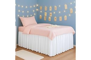 READY TO REST White Dorm Bed Skirt, Twin XL 42 Inch Drop, Extra Long Ruffled with Split Corner, College Room Essentials