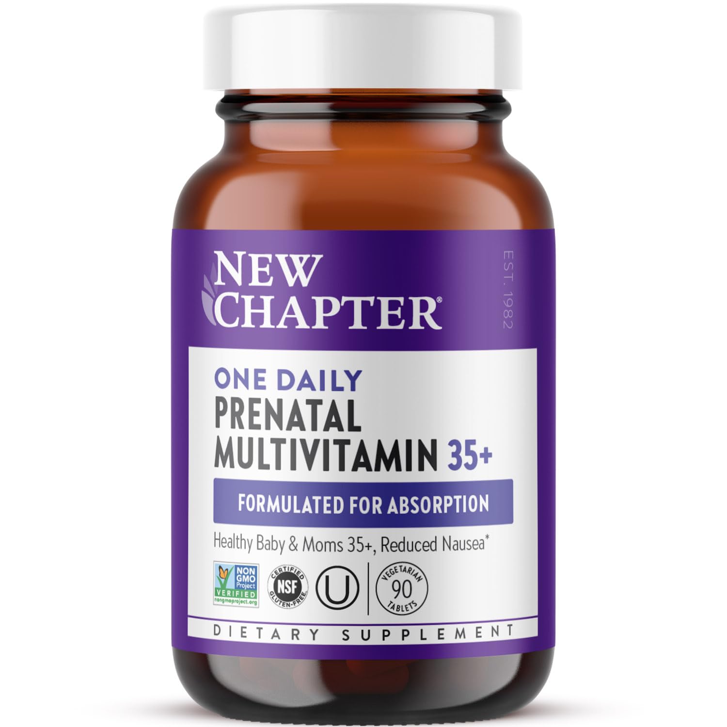 New Chapter Prenatal Vitamins, One Daily Prenatal Multivitamin Enhanced for Age 35+ with Methylfolate + Choline for Healthy Mom & Baby, Gluten Free & Non-GMO- 90 ct Image New Chapter Prenatal Vitamins, One Daily Prenatal Multivitamin Enhanced for Age 35+ with Methylfolate + Choline for Healthy Mom & Baby, Gluten Free & Non-GMO- 90 ct Image