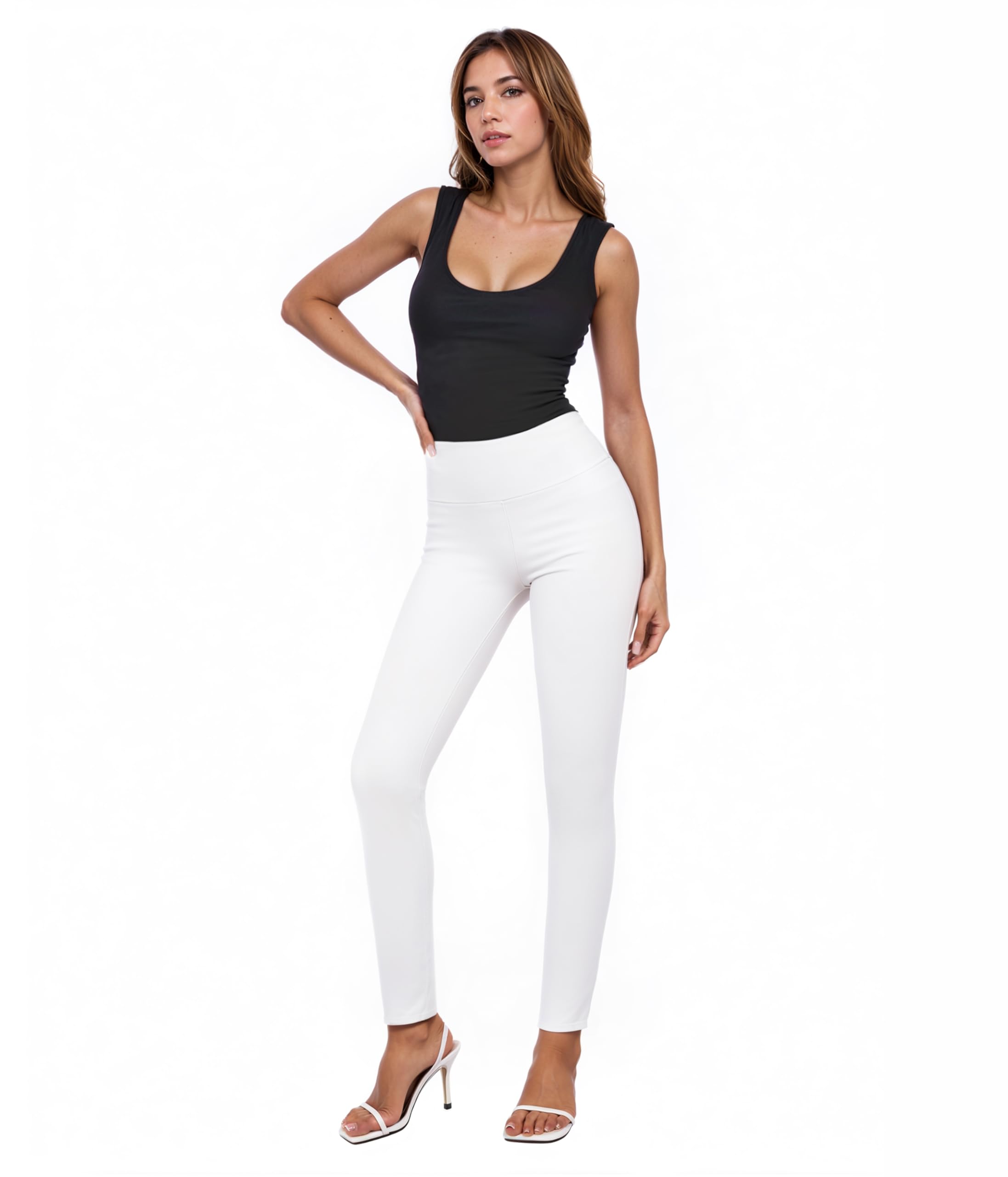 Photo 1 of & Company Women Stretch Skinny Dress Pants Pull On Office Leggings Trousers KP45002SK 1073T White XS