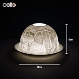 Cello Porcelain Tealight Holder Dome Elephant 3D Projection Gift view 3